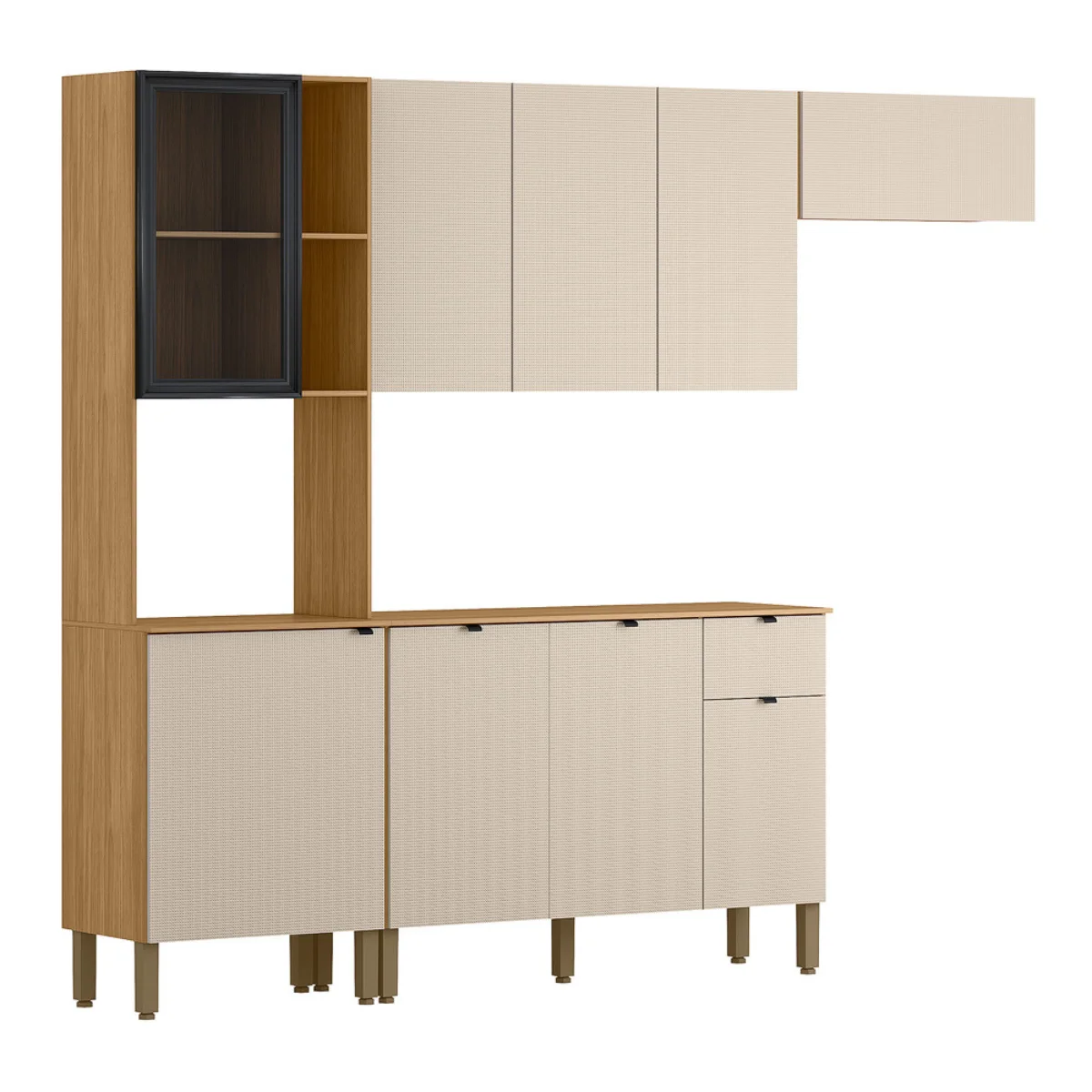 Kit Cozinha Compacta Vertical Plus Balcão 9 Portas 1 Gaveta 2 Peças  3039 - Kits Paraná